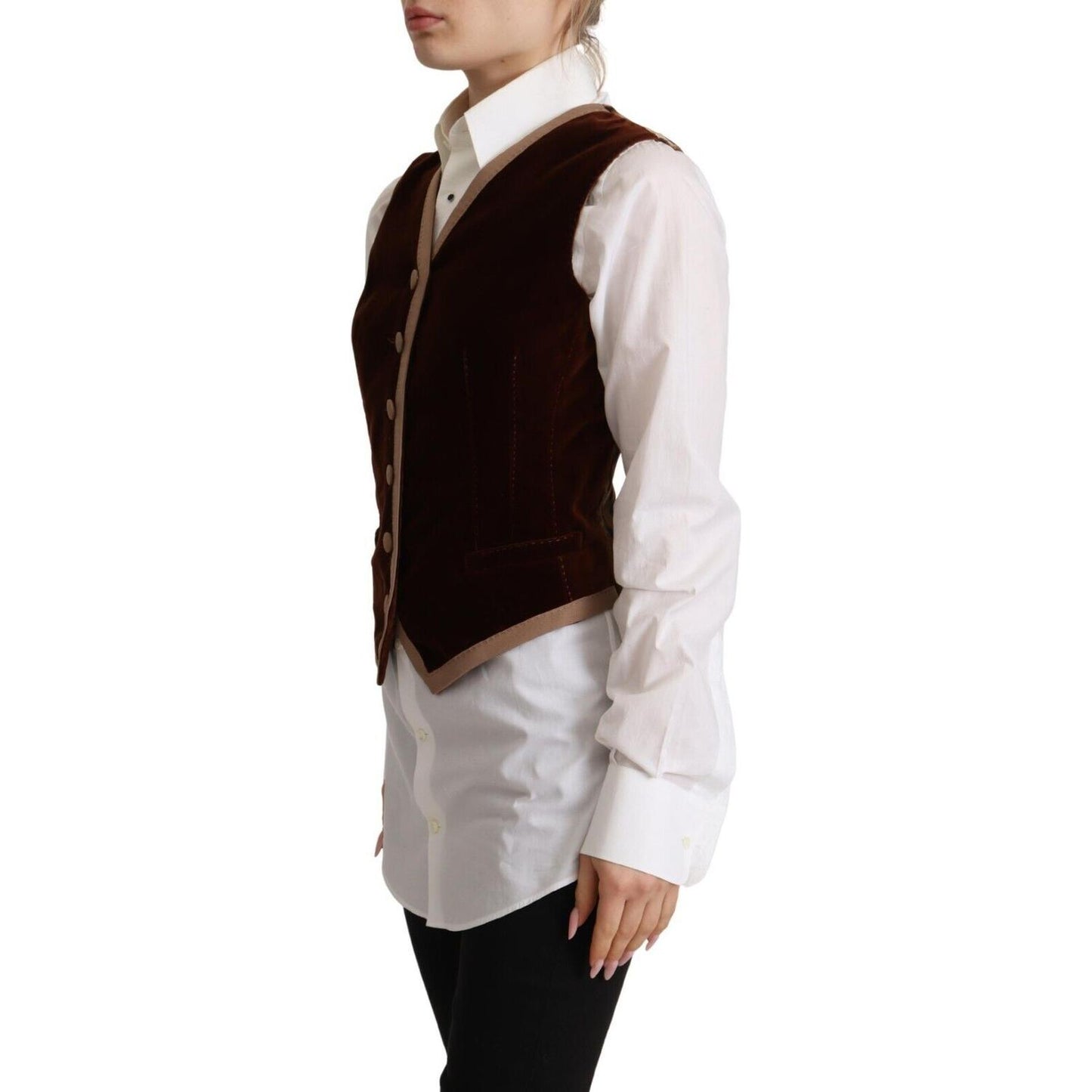 Dolce & Gabbana Bordeaux Velvet Cotton V-neck Sleeveless Vest Top