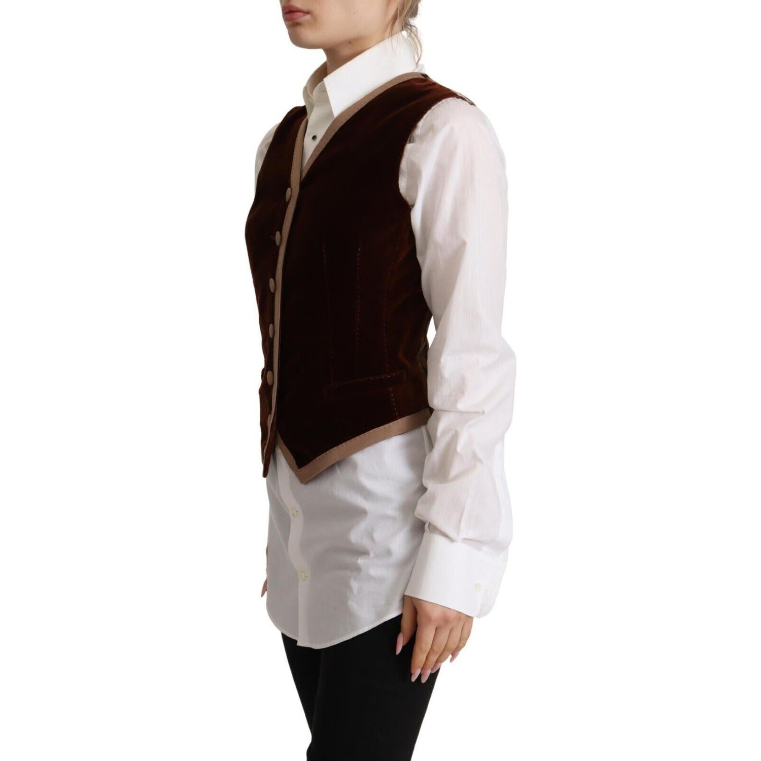 بلوزة دولتشي آند غابانا الأنيقة من المخمل الخمري بدون أكمام