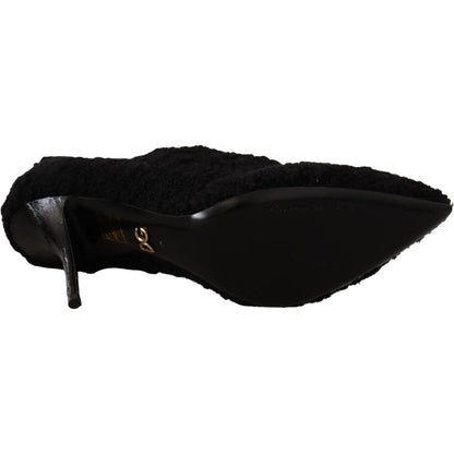 Dolce & Gabbana Black Stiletto Heels Mid Calf Women Boots