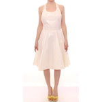 Licia Florio Elegant White Tea Halterneck Dress Licia Florio Antique White