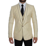Dolce & Gabbana Sophisticated Beige Polka Dotted Blazer & Vest Dolce & Gabbana Dark Gray