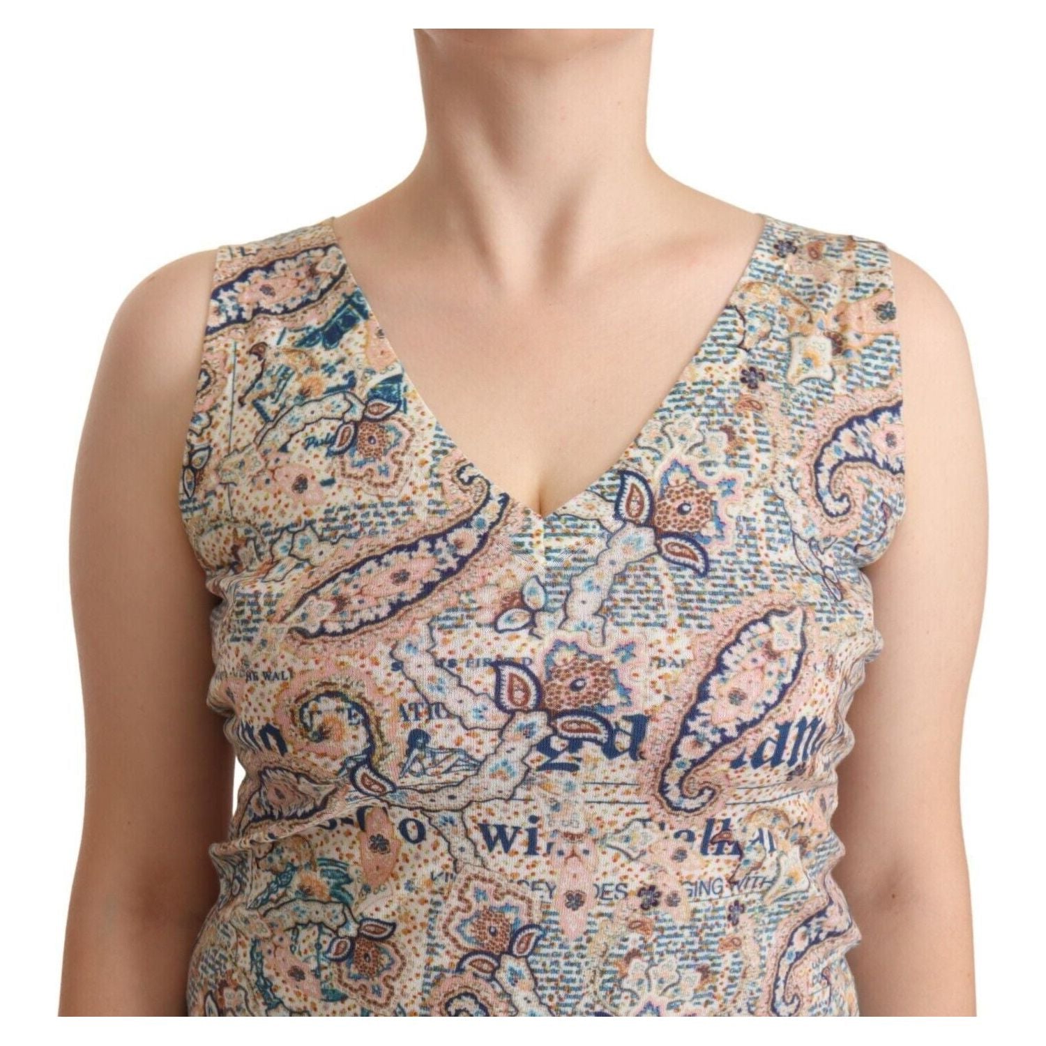 بلوزة بدون أكمام بفتحة رقبة على شكل حرف V من جون جاليانو متعددة الألوان من القطن