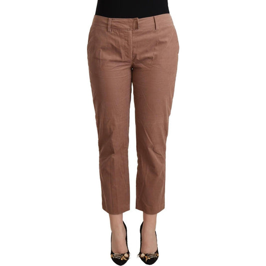 Costume National Brown Cotton Tapered Cropped Pants PAN70733 - 38