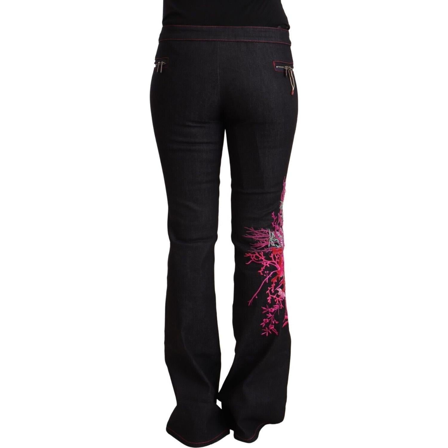 بنطلون جينز إكستي شيك أسود واسع بخصر متوسط