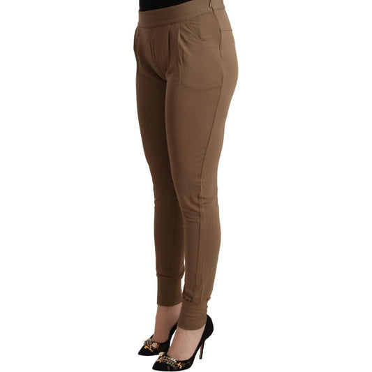 Scervino Street Brown Viscose Mid Waist Slim Tapered Pants PAN71175 - 44