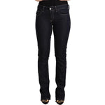 GF Ferre Black Cotton Stretch Low Waist Skinny Denim Jeans