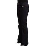 Exte Black Cotton Stretch Mid Waist Cotton Flared Denim Jeans