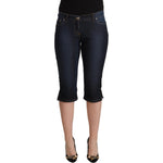 GF Ferre Blue Cotton Stretch Low Waist Slim Capri Denim Jeans