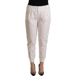 Met White Cotton Mid Waist Tapered Cropped Pants PAN72453 - 30