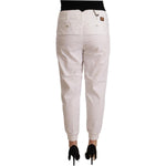 Met White Cotton Mid Waist Tapered Cropped Pants PAN72453 - 30