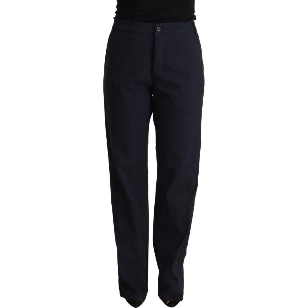 Exte Black High Waist Tapered Cotton Pants