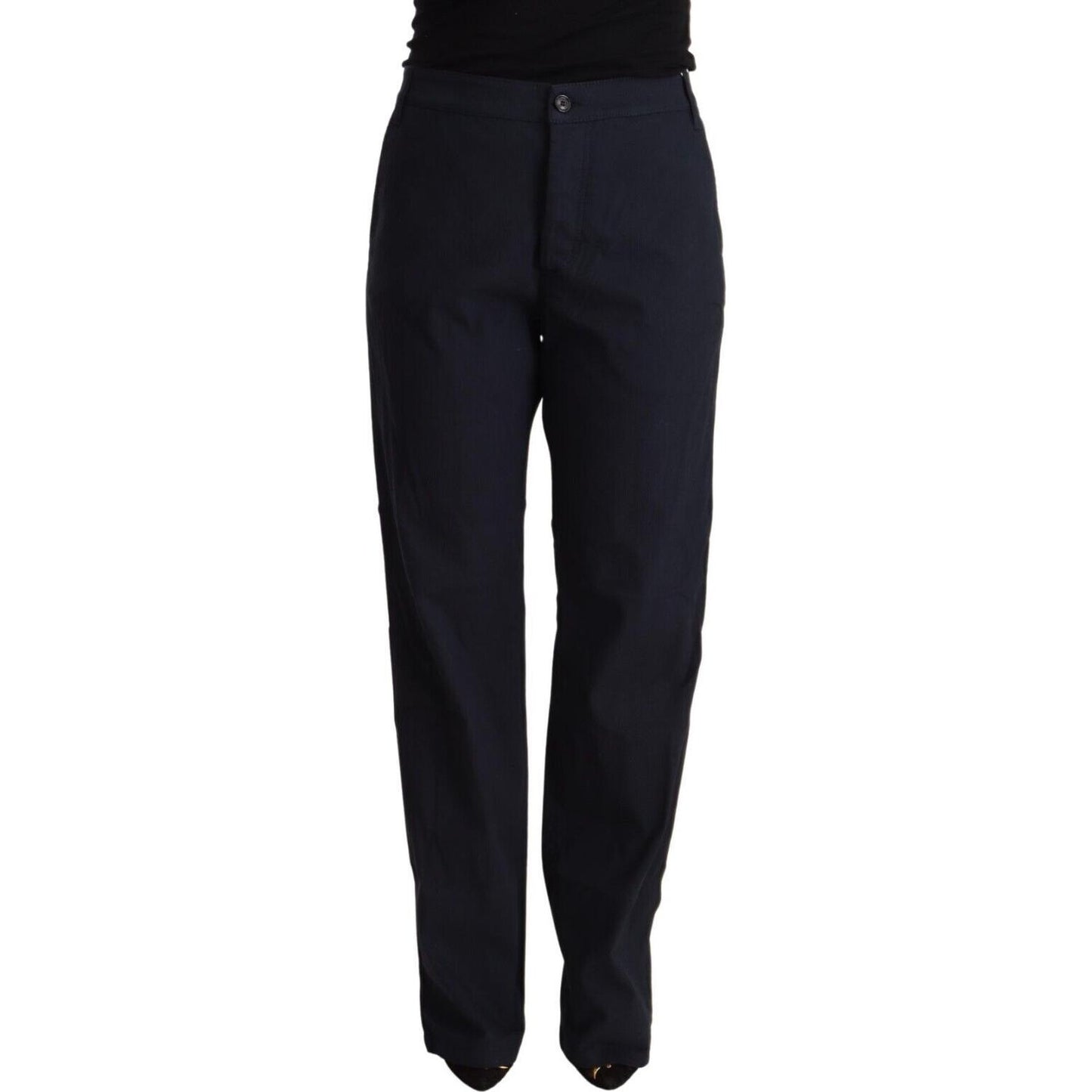 Exte Black High Waist Tapered Cotton Pants