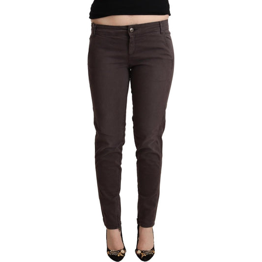 Ermanno Scervino Brown Cotton Low Waist Slim Fit Pants PAN72066 - 29