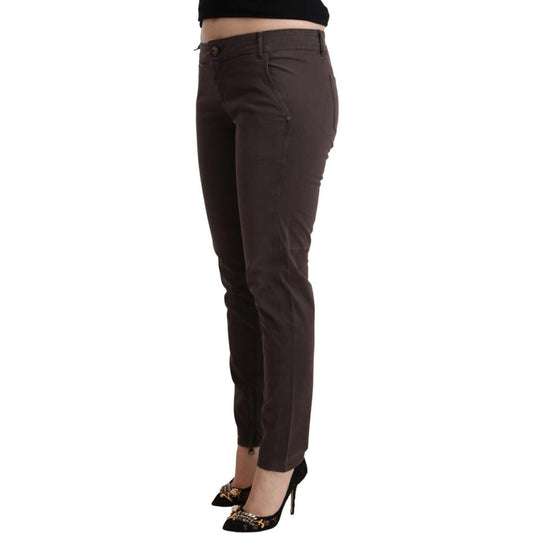 Ermanno Scervino Brown Cotton Low Waist Slim Fit Pants PAN72066 - 29