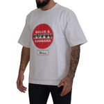 Dolce & Gabbana White Amor Heart Cotton Crewneck T-shirt TSH83070- S
