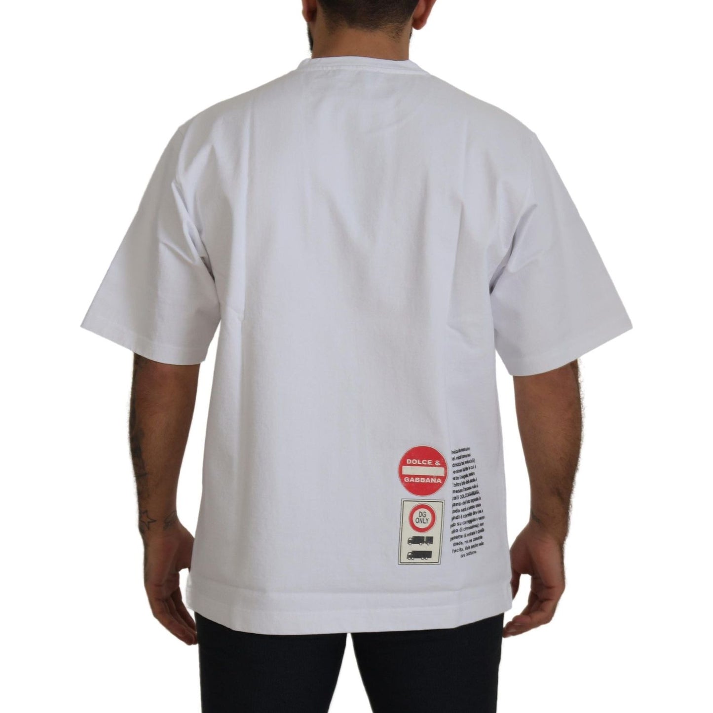 Dolce & Gabbana White Amor Heart Cotton Crewneck T-shirt TSH83070- S