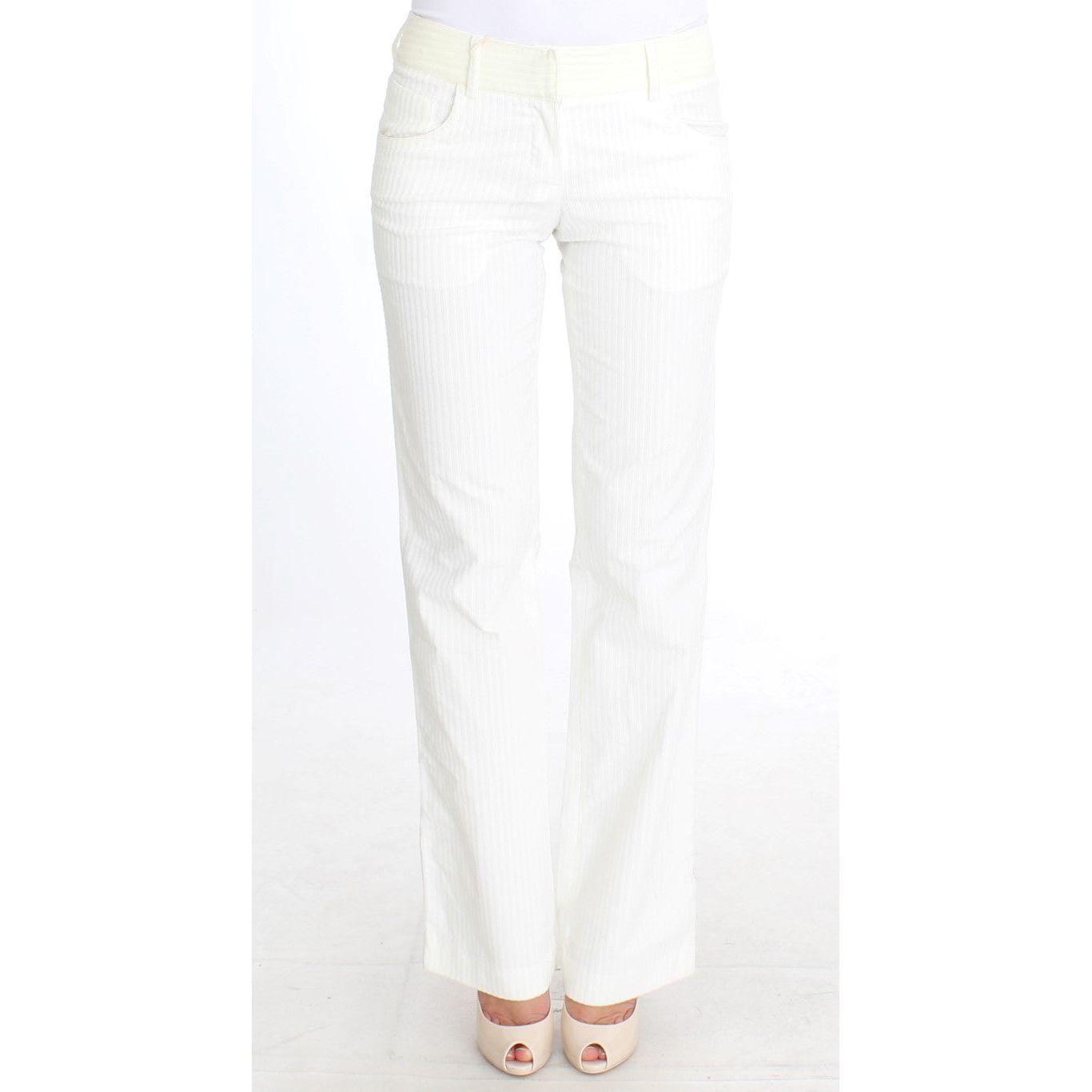 Ermanno Scervino White Striped Straight Fit Pants SIG30369-1
