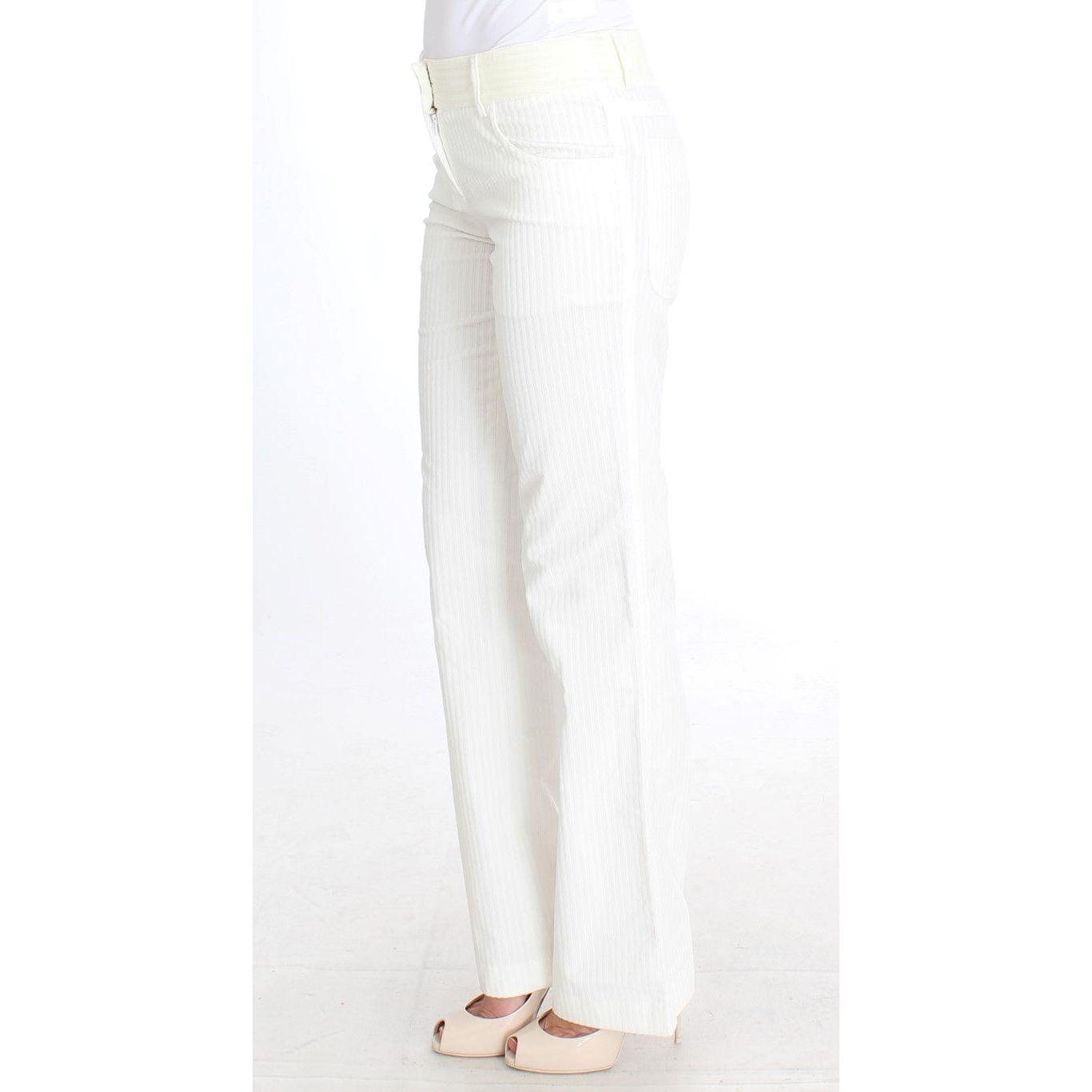 Ermanno Scervino White Striped Straight Fit Pants SIG30369-1