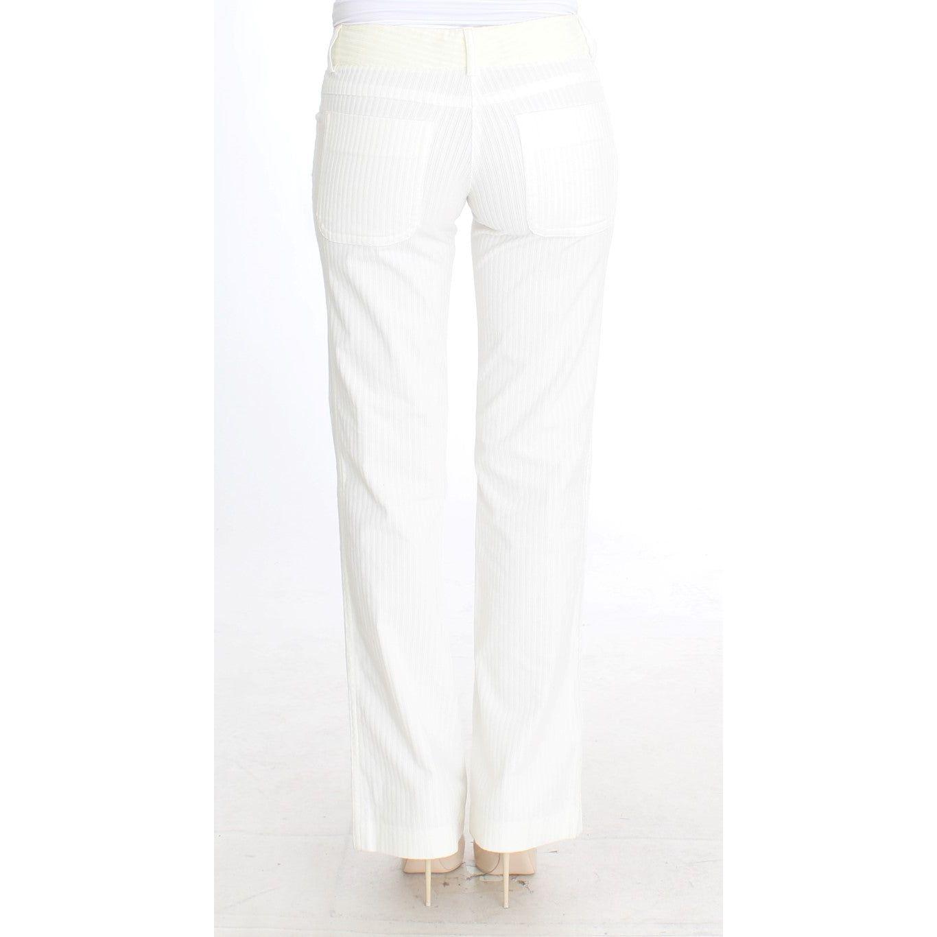 Ermanno Scervino White Striped Straight Fit Pants SIG30369-1