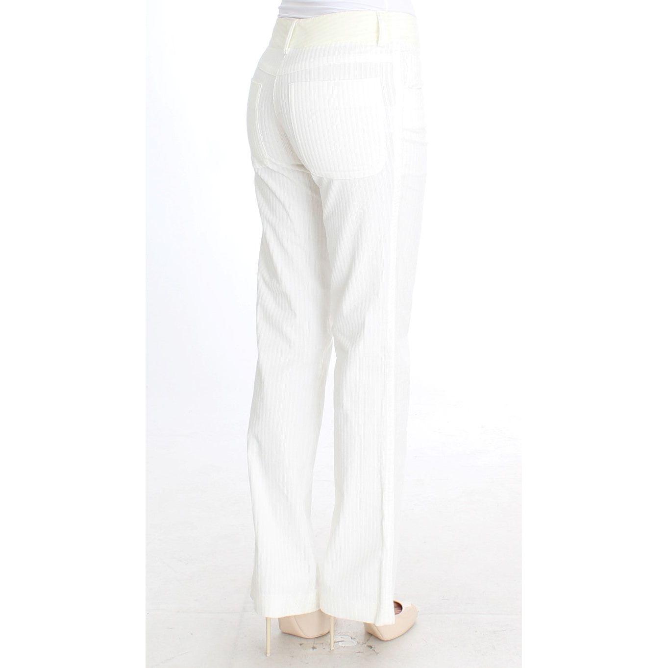 Ermanno Scervino White Striped Straight Fit Pants