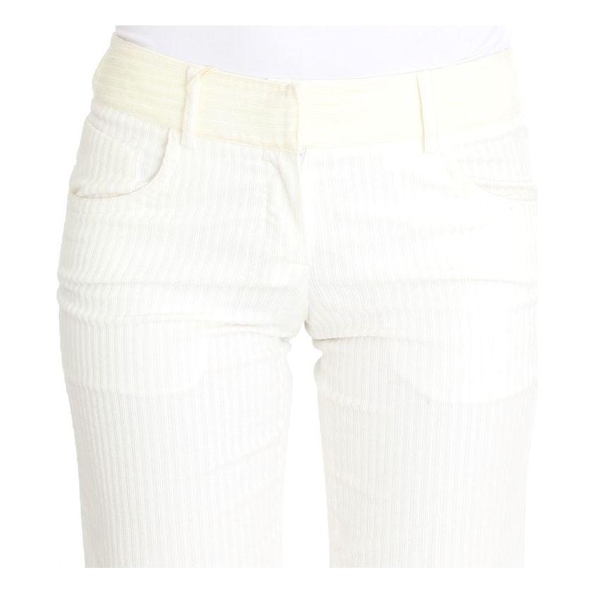 Ermanno Scervino White Striped Straight Fit Pants SIG30369-1