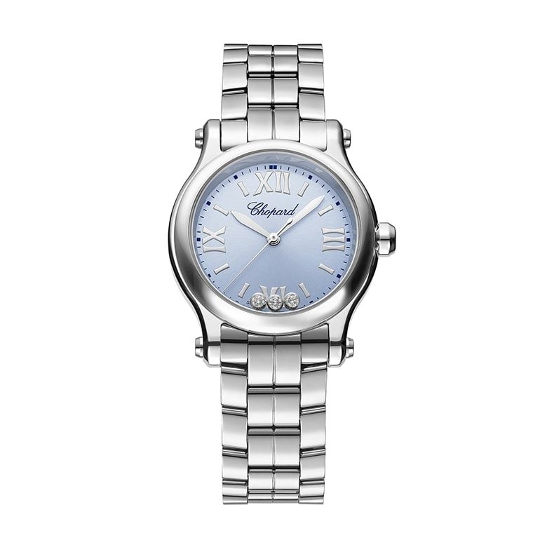 CHOPARD MOD. HAPPY SPORT AUTOMATIC W/Diamonds, lady's wristwatch with 30mm stainless steel case and sapphire dial, water resistant 3 ATM