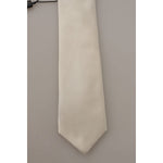 Dolce & Gabbana Off-White 100% Silk Slim Adjustable Accessory Necktie KRA3155
