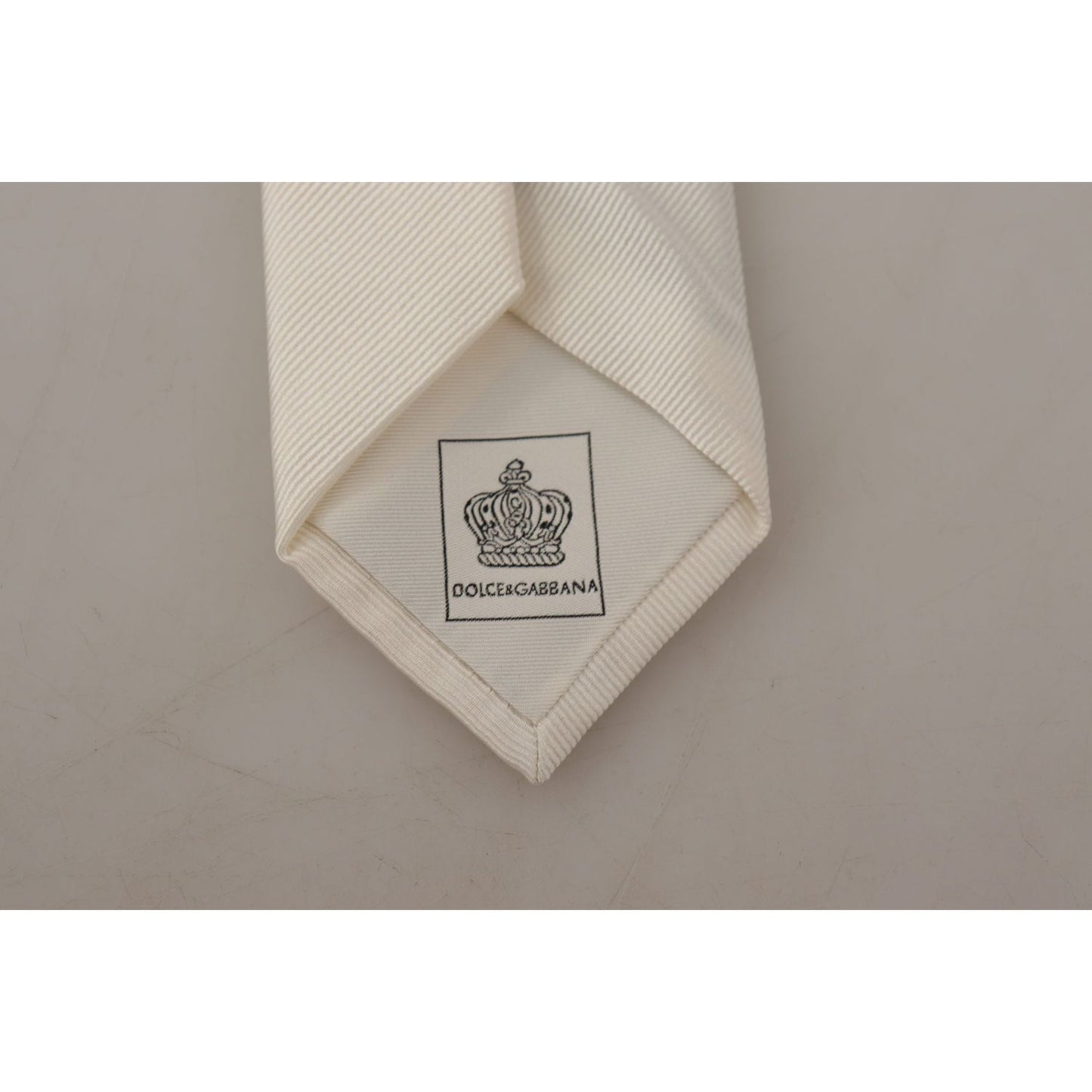 Dolce & Gabbana Off-White 100% Silk Slim Adjustable Accessory Necktie KRA3155