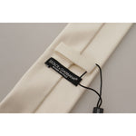 Dolce & Gabbana Off-White 100% Silk Slim Adjustable Accessory Necktie KRA3155