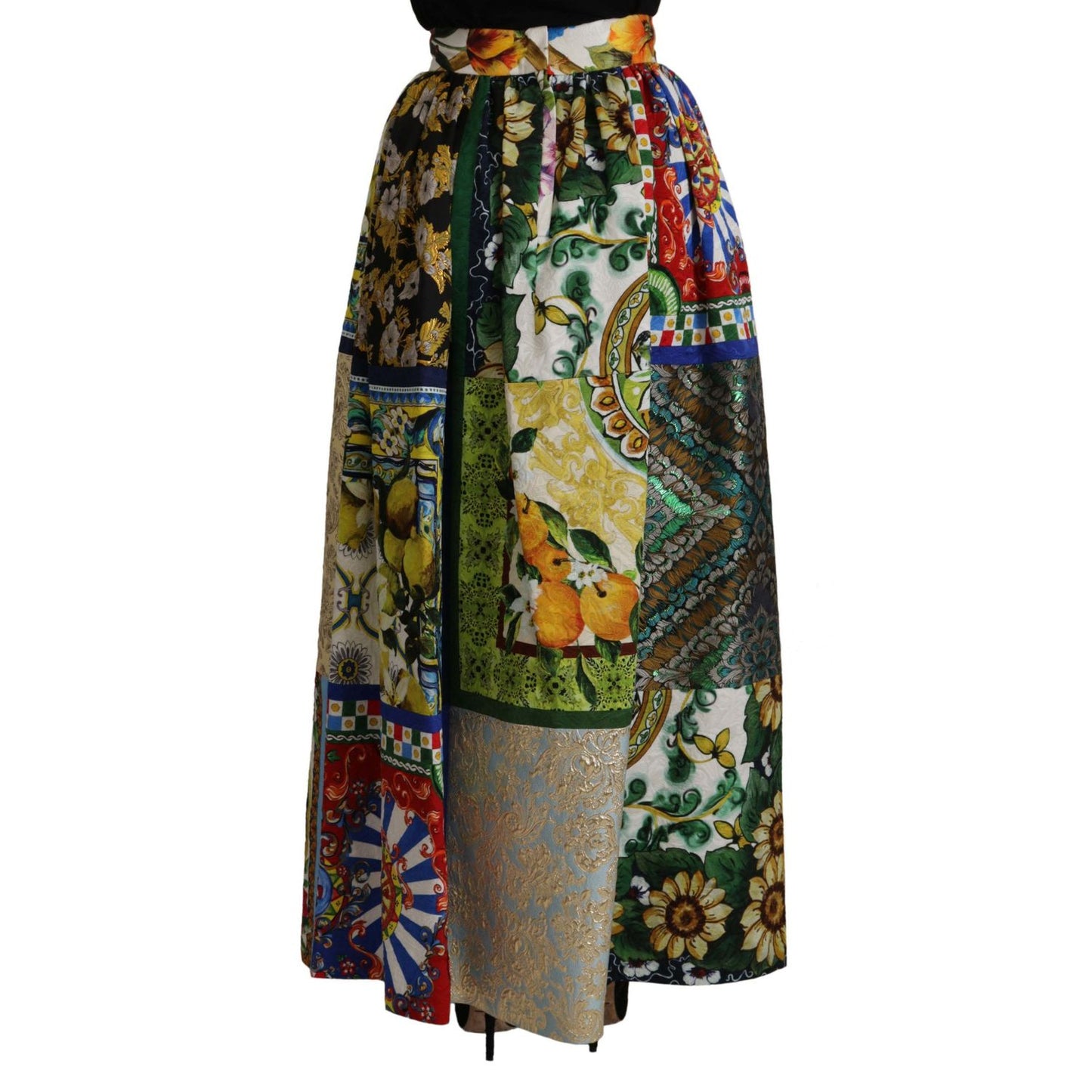 Dolce & Gabbana Multicolor Patchwork Sicily Long Maxi Skirt