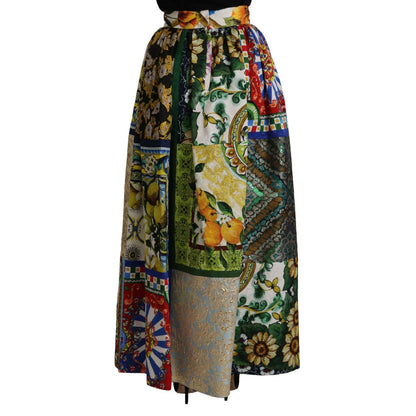 Dolce & Gabbana Multicolor Patchwork Sicily Long Maxi Skirt