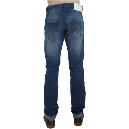Acht Blue Wash Denim Cotton Stretch Slim Fit Jeans