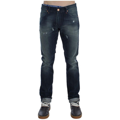 Acht Blue Wash Cotton Denim Slim Fit Jeans