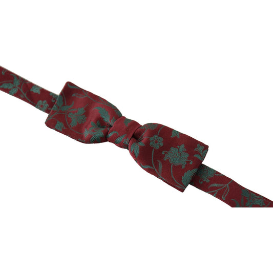 Dolce & Gabbana Maroon Pattern Adjustable Neck Papillon Bow Tie FT3573