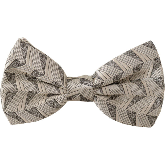 Dolce & Gabbana Gray 100% Silk Adjustable Neck Papillon Bow Tie FT3557