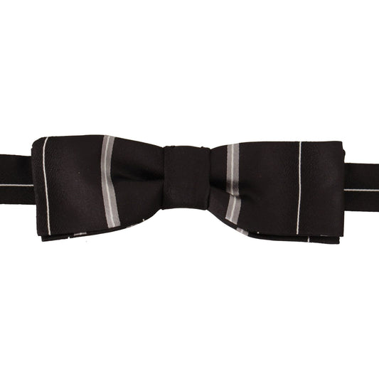 Dolce & Gabbana Black Grey Lining 100% Silk Neck Papillon Tie FT3610