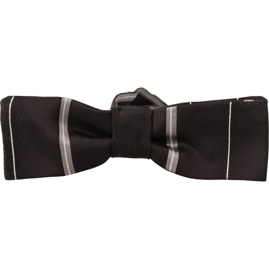 Dolce & Gabbana Black Grey Lining 100% Silk Neck Papillon Tie FT3610