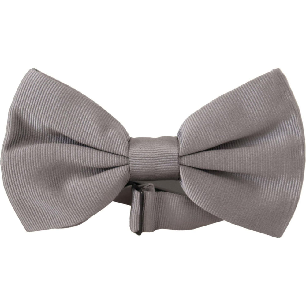Dolce & Gabbana Elegant Gray Silk Bow Tie Dolce & Gabbana Slate Gray