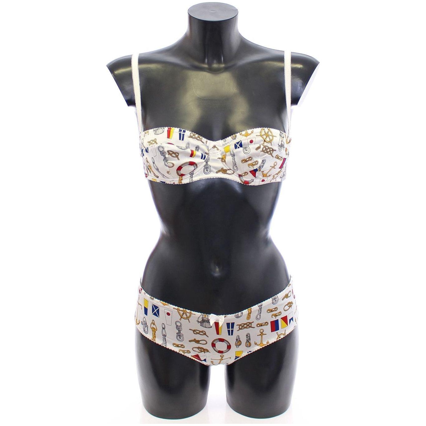 طقم ملابس داخلية أنيق بطبعة البحار باللون الأبيض من دولتشي آند غابانا