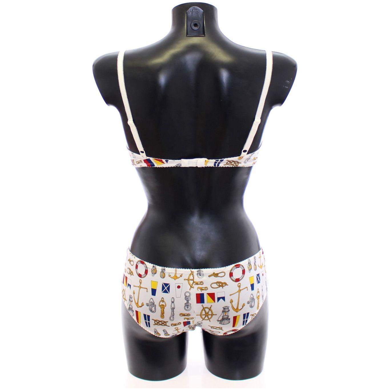 Dolce & Gabbana White Sailor Bra Panty Stretch Underwear