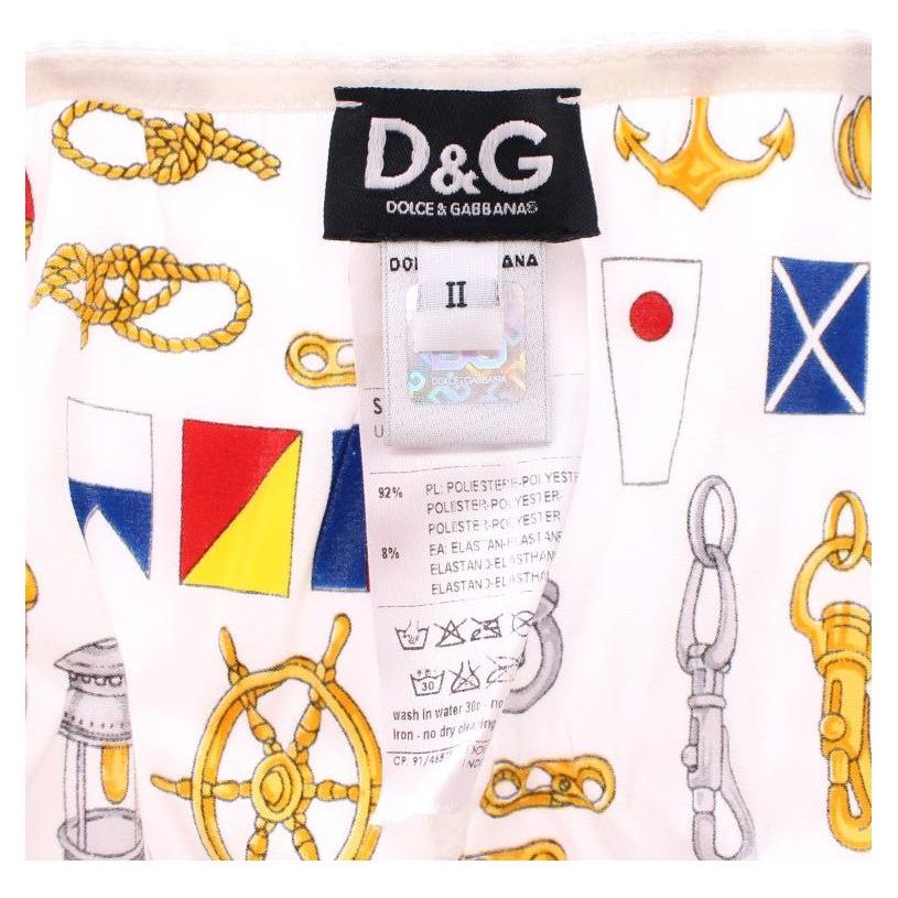 طقم ملابس داخلية أنيق بطبعة البحار باللون الأبيض من دولتشي آند غابانا