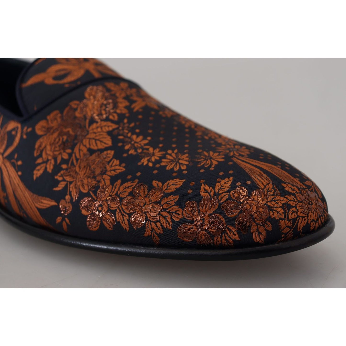 Dolce & Gabbana Blue Rust Floral Slippers Loafers Shoes