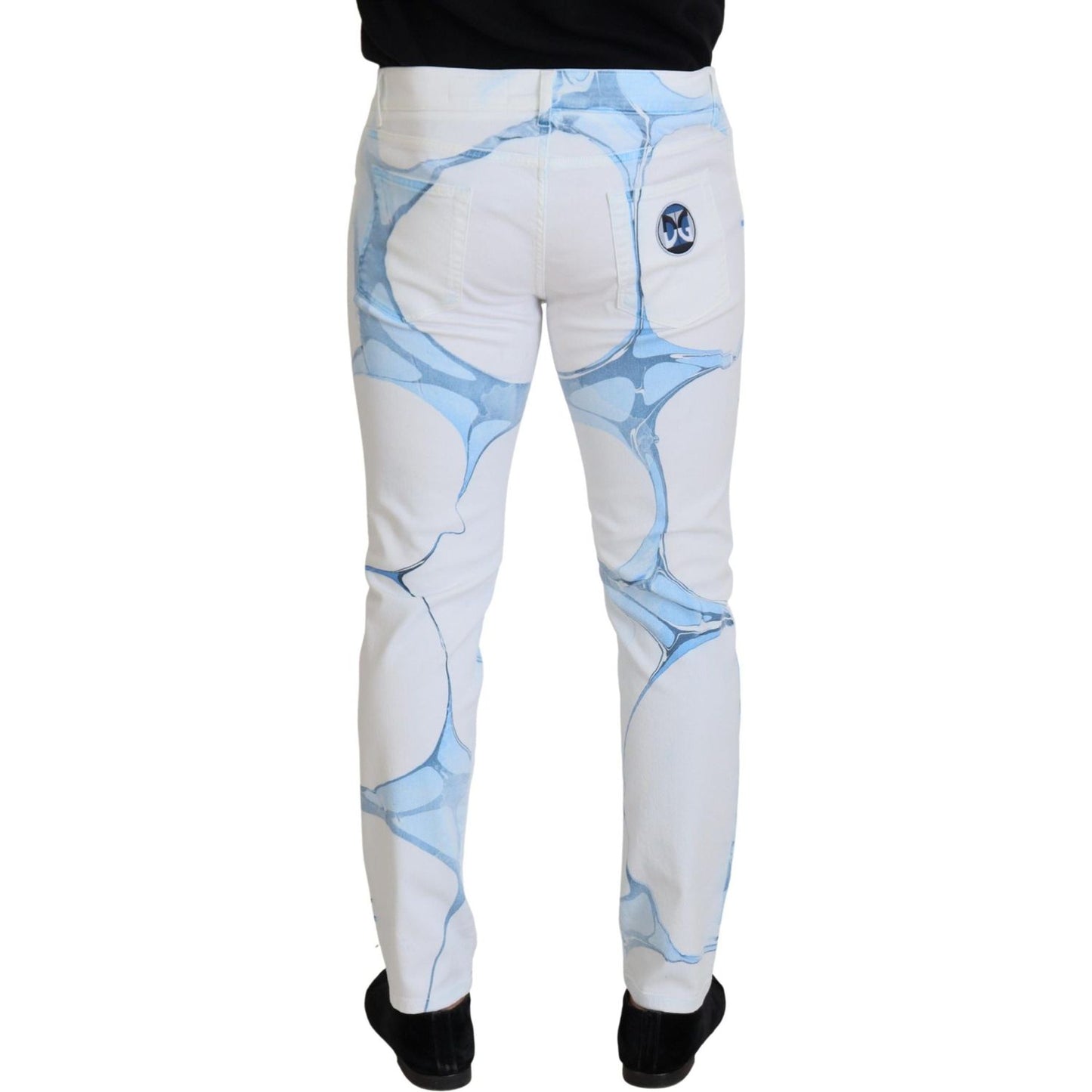 Dolce & Gabbana White Blue Denim Cotton Jeans Stretch Skinny Fit Pant