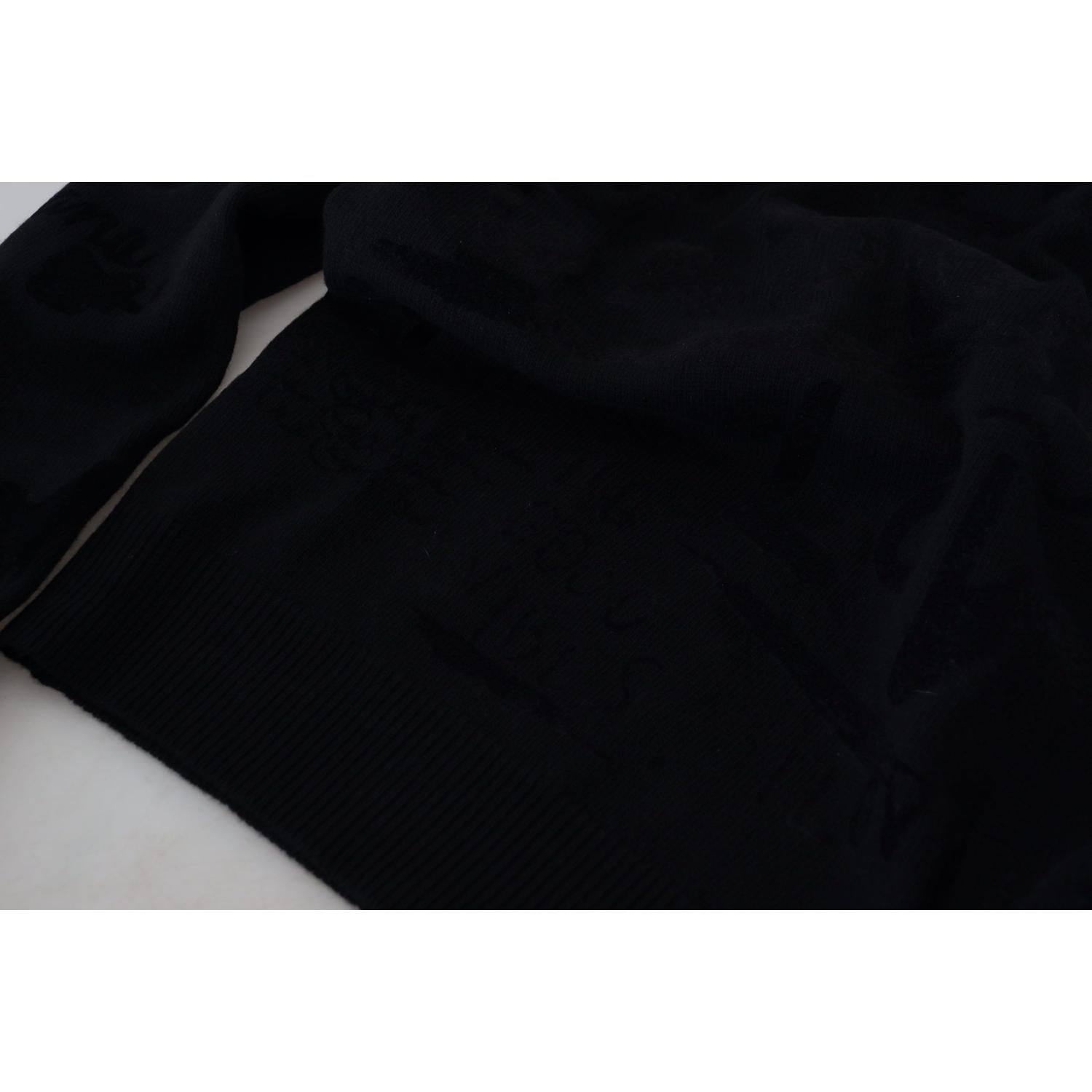 Dolce & Gabbana Black Wool Logo Pattern Crewneck Pullover Sweater
