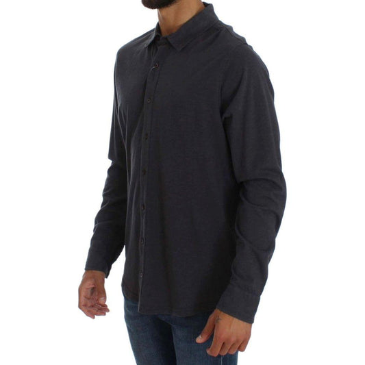 Alpha Massimo Rebecchi Gray Cotton Button Down Casual Shirt