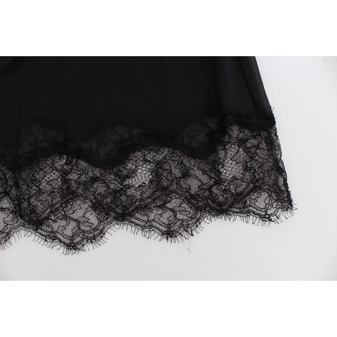 Dolce & Gabbana Black Silk Floral Lace Lingerie Top