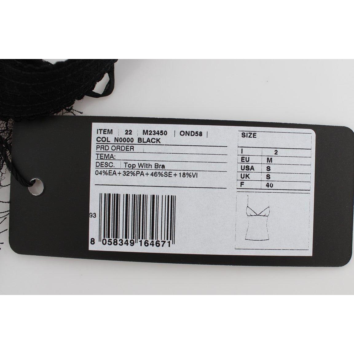 Dolce & Gabbana Black Silk Floral Lace Lingerie Top