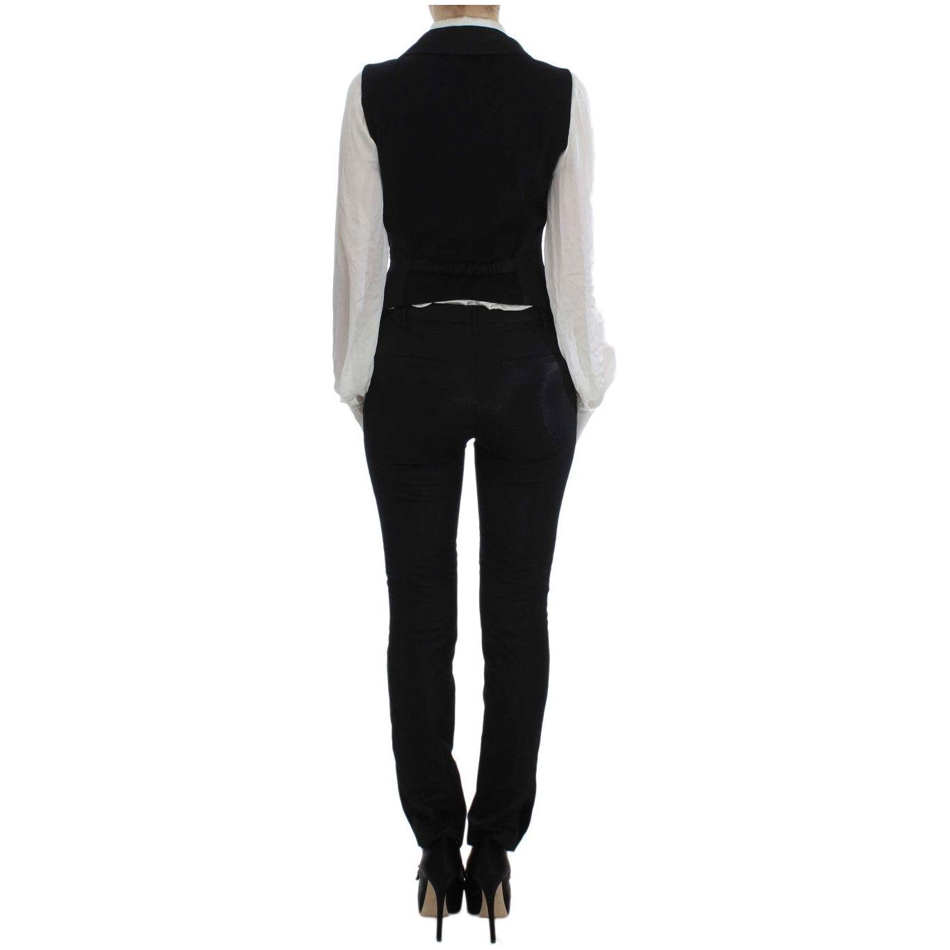 Exte Black One Button Three Piece Suit