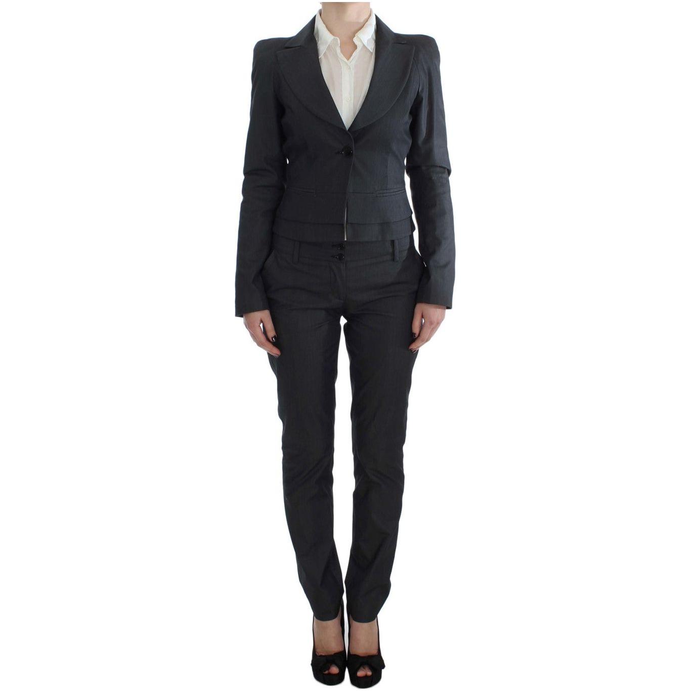 Exte Gray One Button Two Piece Suit Suit