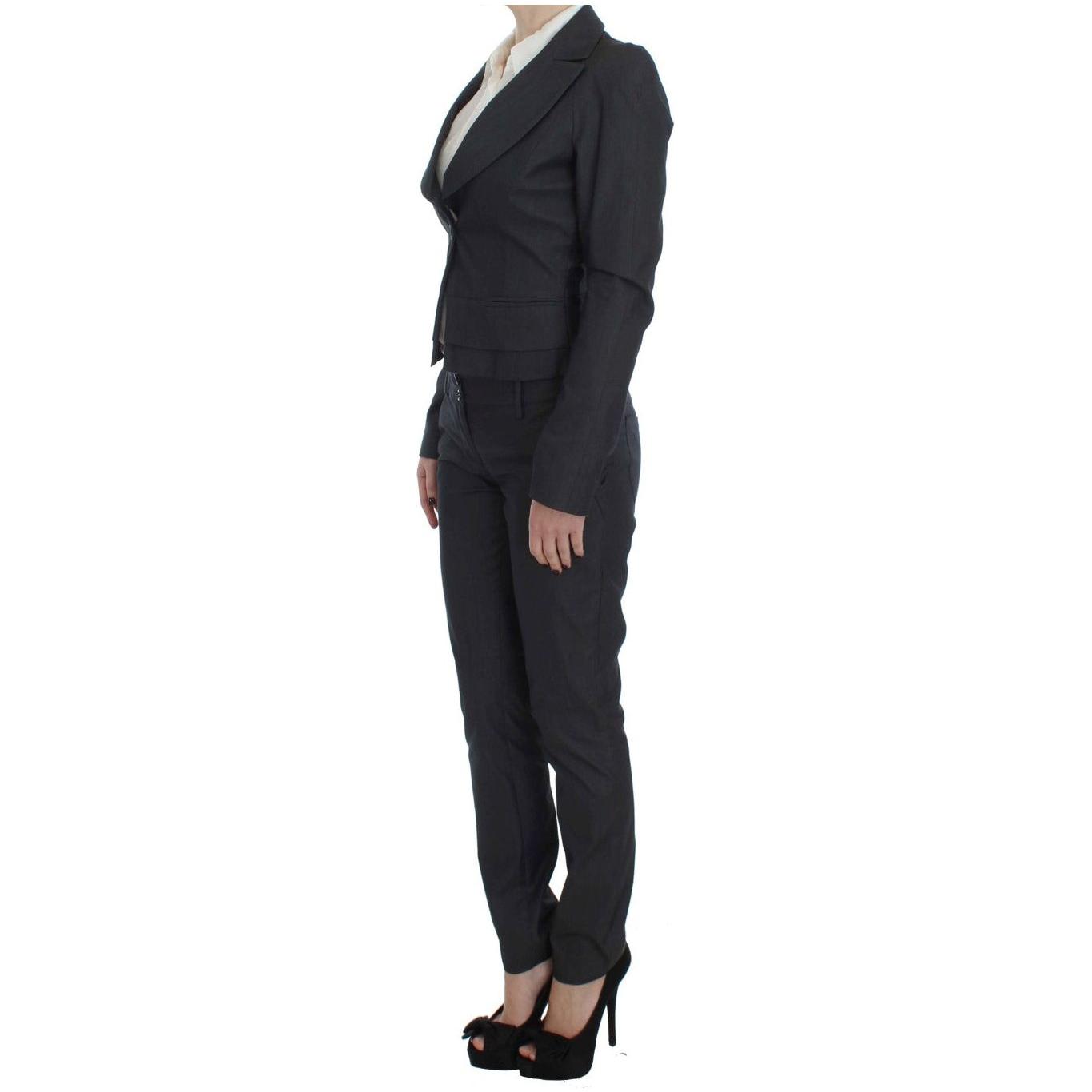 Exte Gray One Button Two Piece Suit Suit